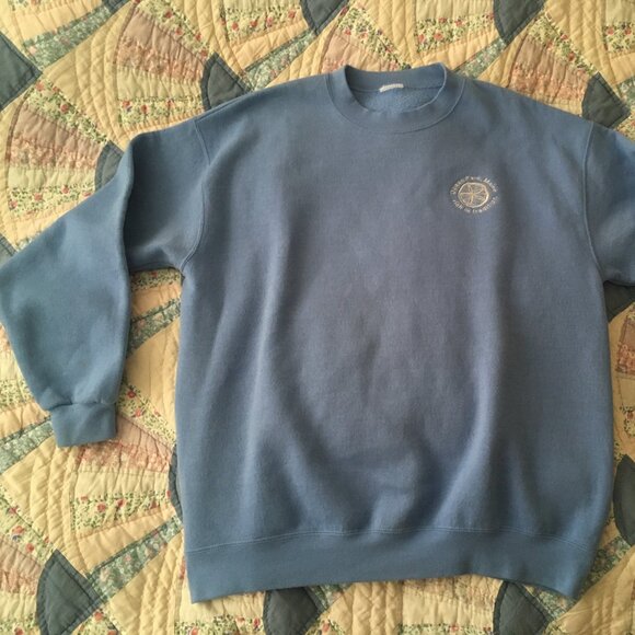 Vintage light blue pullover sweatshirt (unisex, sizes XS through L) - Picture 5 of 10
